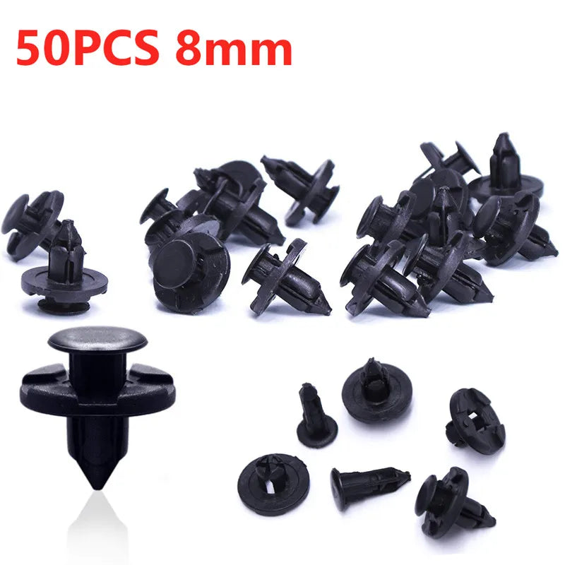 50Pcs/Set 8mm Rivet Retainer Plastic Car Fastener Clip Auto Bumper Fender Push type fixing Clips for Nissan Livina TIIDA Sylphy