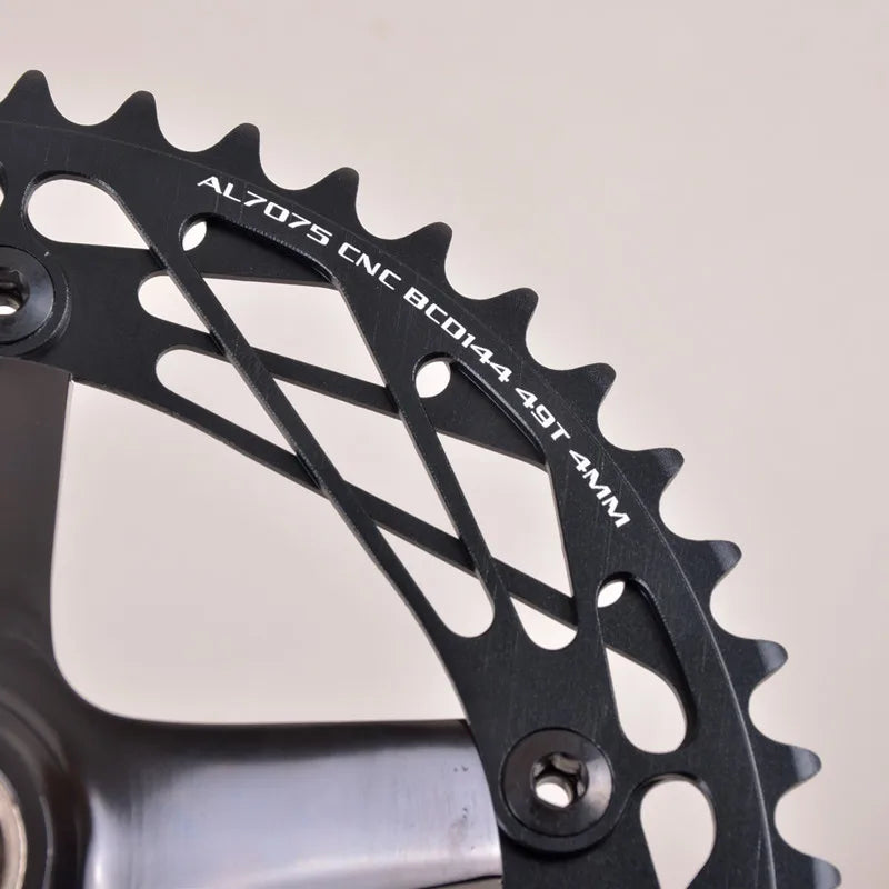 SKEACE Single Speed Bicycle Crankset, Fixed Gear Bike Parts, 165mm, BCD144, 49T Sprocket, High Strength Hollowtec Bottom Bracket
