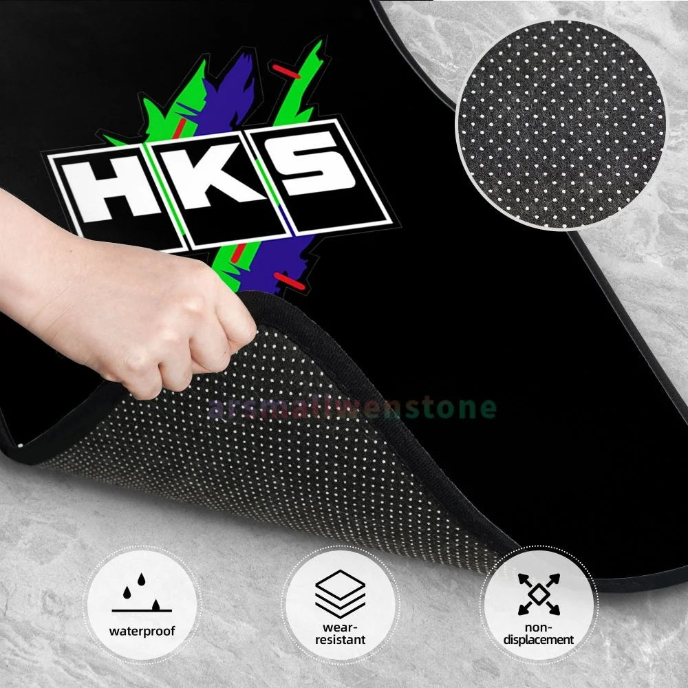HKS Retro Pattern 4PCS Crystal Velvet Women's Car Floor Mat, Anti Fouling Car Floor Mat Car Interior Accessories
