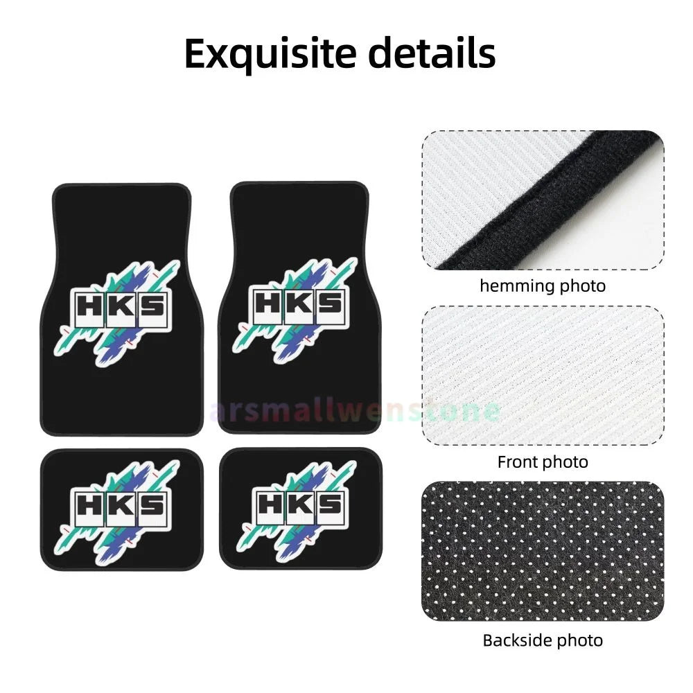 HKS Retro Pattern 4PCS Crystal Velvet Women's Car Floor Mat, Anti Fouling Car Floor Mat Car Interior Accessories