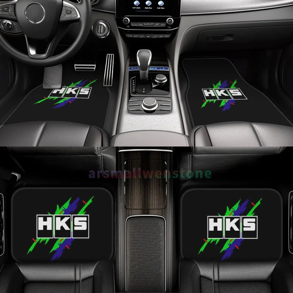 HKS Retro Pattern 4PCS Crystal Velvet Women's Car Floor Mat, Anti Fouling Car Floor Mat Car Interior Accessories