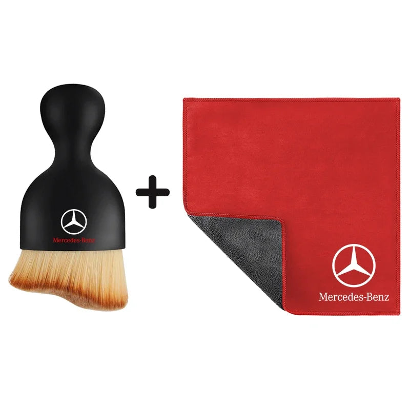 Car Towel Suede Double-sided Car Cleaning Cloth with Car Detail Cleaning brush for Mercedes benz A B R G Class w204 W251 W463