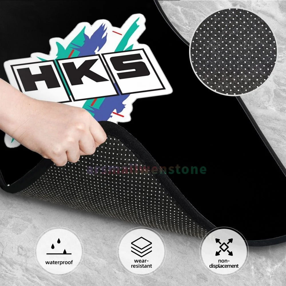 HKS Retro Pattern 4PCS Crystal Velvet Women's Car Floor Mat, Anti Fouling Car Floor Mat Car Interior Accessories