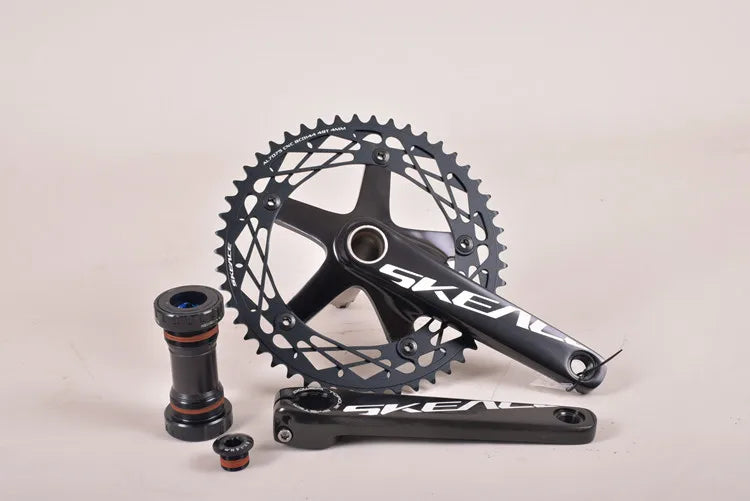 SKEACE Single Speed Bicycle Crankset, Fixed Gear Bike Parts, 165mm, BCD144, 49T Sprocket, High Strength Hollowtec Bottom Bracket
