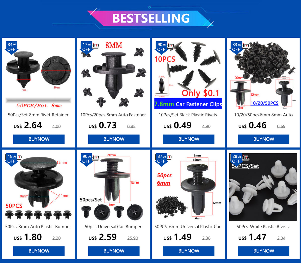 50Pcs/Set 8mm Rivet Retainer Plastic Car Fastener Clip Auto Bumper Fender Push type fixing Clips for Nissan Livina TIIDA Sylphy