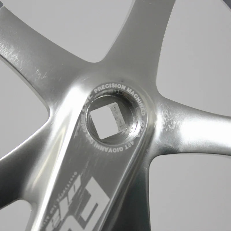 OTA Single Speed Aluminum Crankset, 49T Chainring, Silver,BCD144, 165mm Crankarm for Folding, Fixed Gear Bike, Bicycle Sprocket