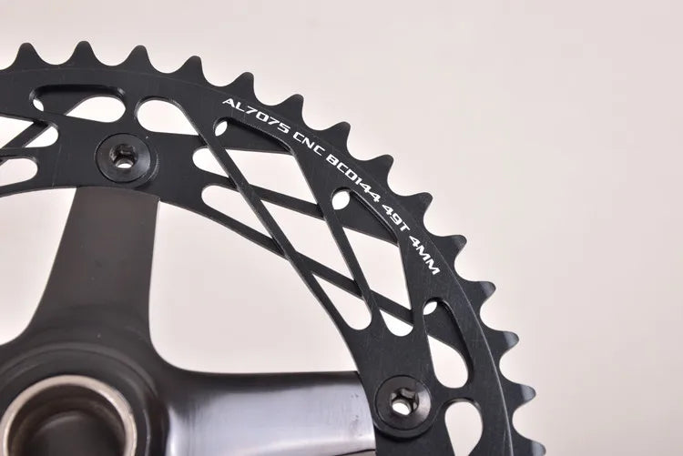 SKEACE Single Speed Bicycle Crankset, Fixed Gear Bike Parts, 165mm, BCD144, 49T Sprocket, High Strength Hollowtec Bottom Bracket