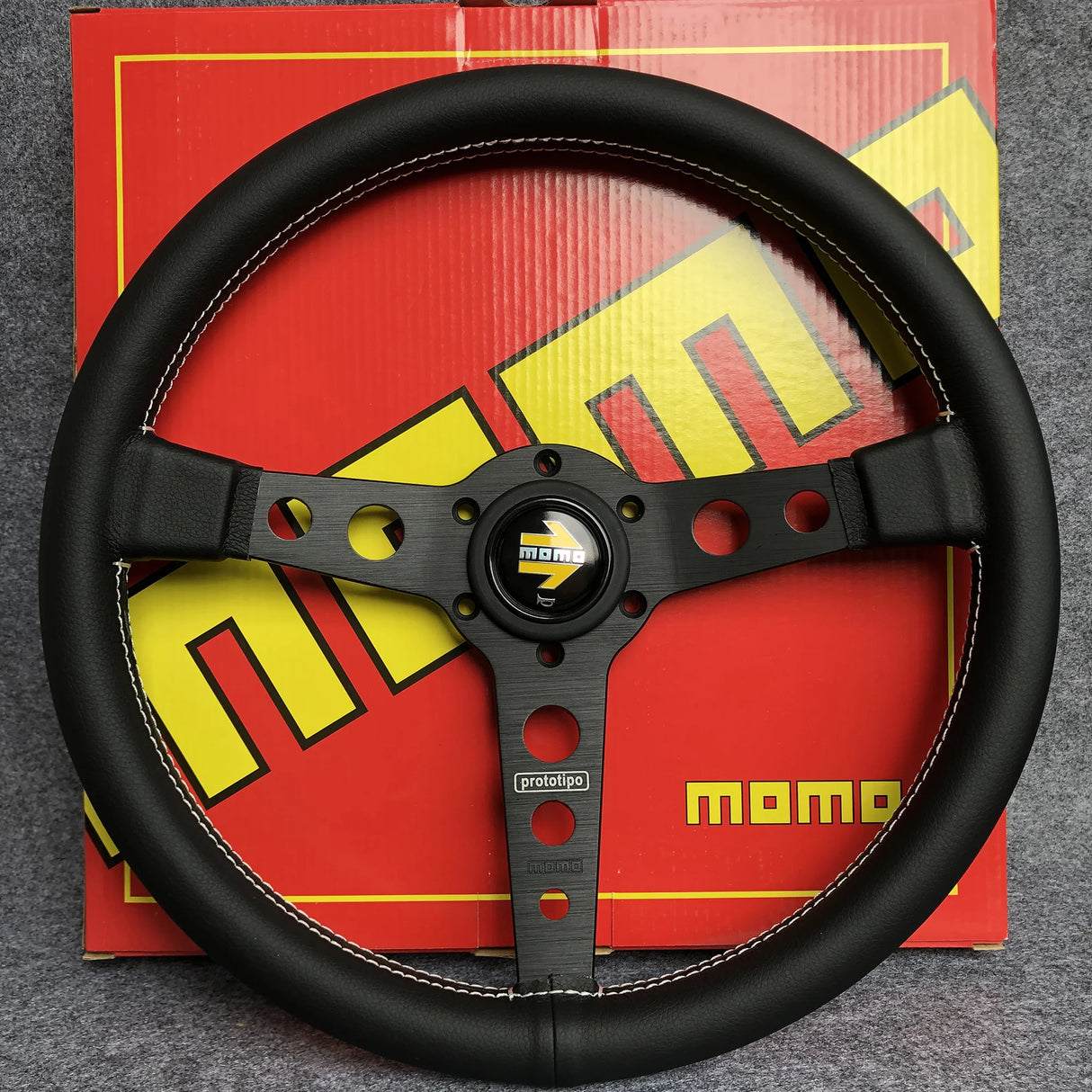 P1 350mm/14inch for MOMO Prototipo Leather Racing Car Sport Steering Wheel