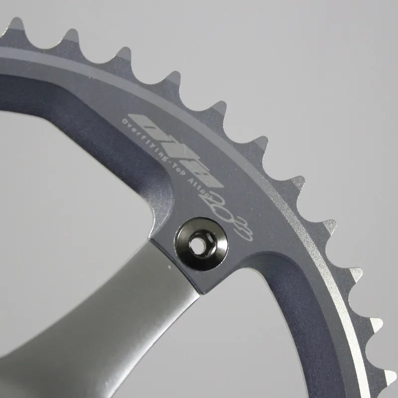 OTA Single Speed Aluminum Crankset, 49T Chainring, Silver,BCD144, 165mm Crankarm for Folding, Fixed Gear Bike, Bicycle Sprocket