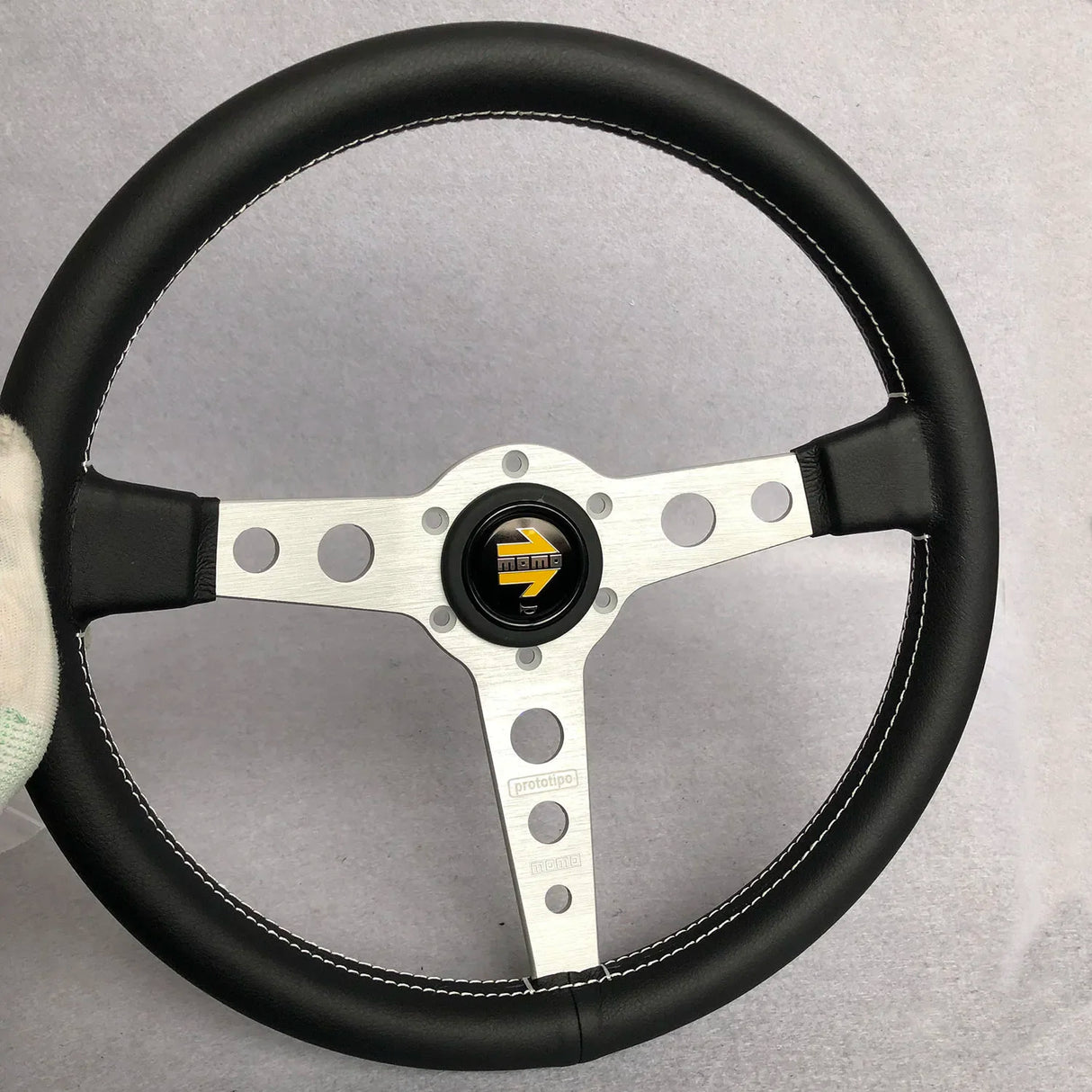 P1 350mm/14inch for MOMO Prototipo Leather Racing Car Sport Steering Wheel