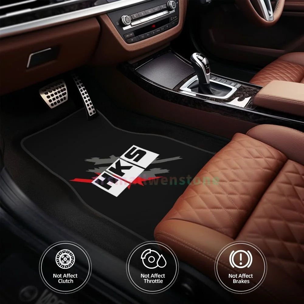 HKS Retro Pattern 4PCS Crystal Velvet Women's Car Floor Mat, Anti Fouling Car Floor Mat Car Interior Accessories