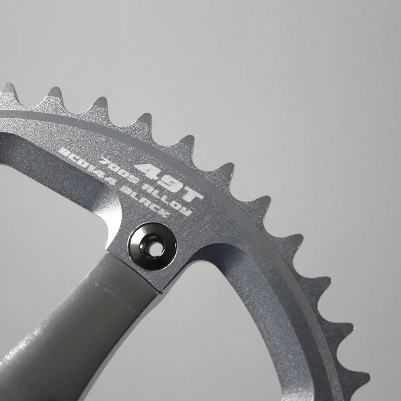 OTA Single Speed Aluminum Crankset, 49T Chainring, Silver,BCD144, 165mm Crankarm for Folding, Fixed Gear Bike, Bicycle Sprocket