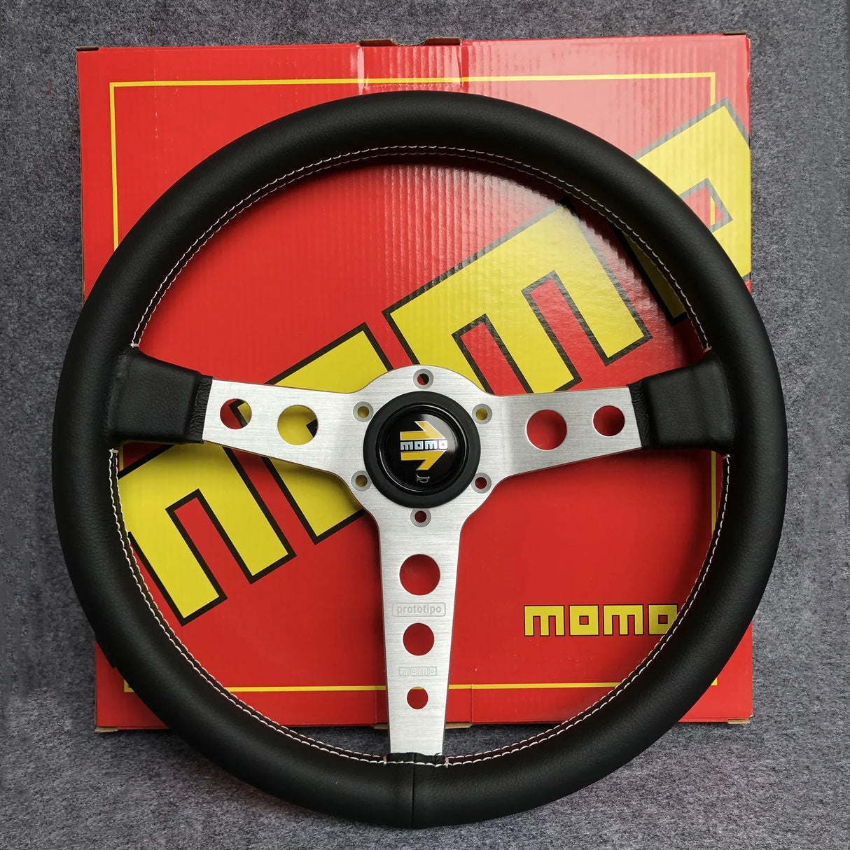 P1 350mm/14inch for MOMO Prototipo Leather Racing Car Sport Steering Wheel