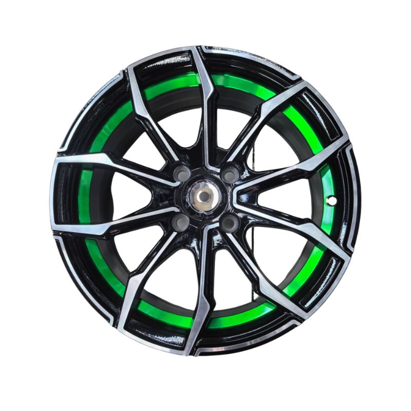 15" Matte Black with Laser Gray Alloy Rim - 4x100 PCD, 6.5" Width, 35mm Offset, 67.1mm Center Bore - Part No. 151280G