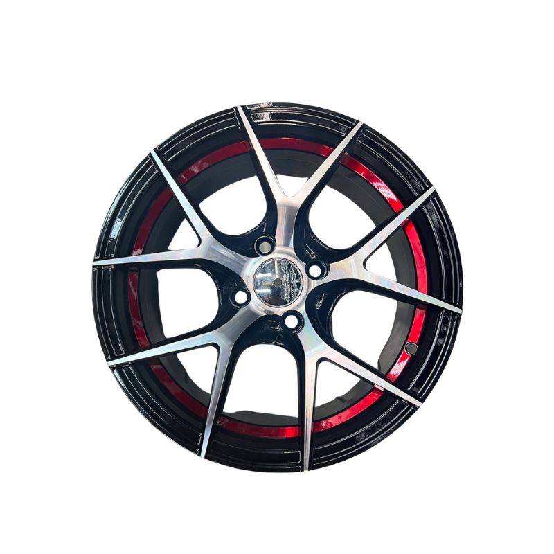 15" Matte Black with Laser Red Alloy Rim - 4x100 PCD, 6.5" Width, 35mm Offset, 67.1mm Center Bore - Part No. 156043V