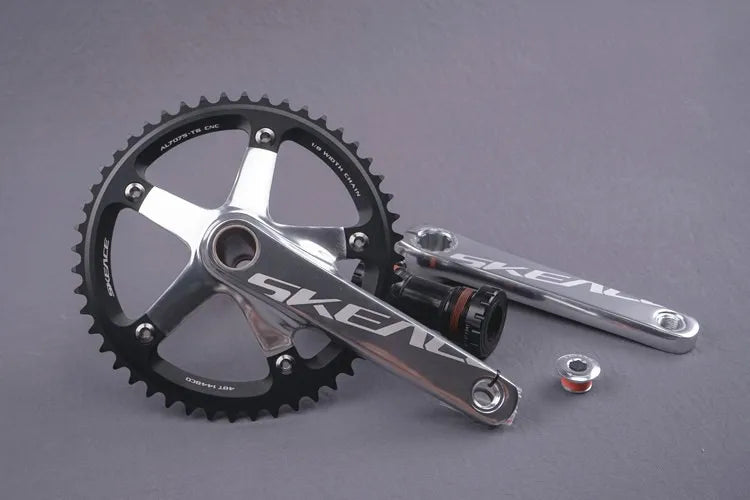 Track Crankset Fixed Gear Bike Parts Single Speed Bicycle Fixie Bike Crank 48T 165mm BCD144 Alumniun Alloy with Hollowtec2 BB