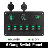 24V 12V Switch Panel 6 Buttons USB Chargers Car Light Toggle Truck Power Adapter Accessories For Boat Marine Trailer RV Caravan