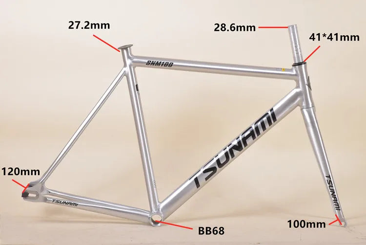 TSUNAMI SNM100 Frameset 700C Aluminum Fixed Gear Frame and Fork Track Fixie Bike 49CM 52CM 55CM 58CM Single Speed Bicycle Parts