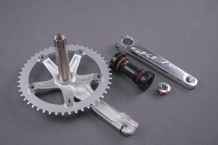 Track Crankset Fixed Gear Bike Parts Single Speed Bicycle Fixie Bike Crank 48T 165mm BCD144 Alumniun Alloy with Hollowtec2 BB