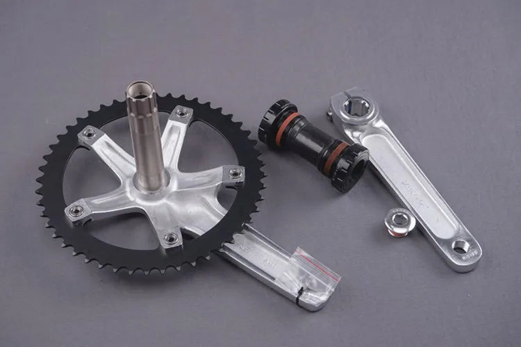 Track Crankset Fixed Gear Bike Parts Single Speed Bicycle Fixie Bike Crank 48T 165mm BCD144 Alumniun Alloy with Hollowtec2 BB