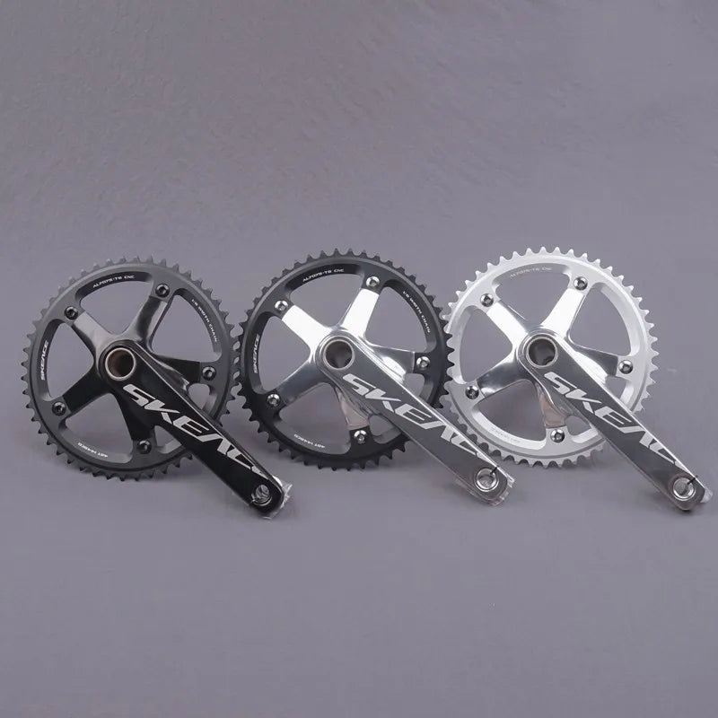 Track Crankset Fixed Gear Bike Parts Single Speed Bicycle Fixie Bike Crank 48T 165mm BCD144 Alumniun Alloy with Hollowtec2 BB