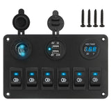 24V 12V Switch Panel 6 Buttons USB Chargers Car Light Toggle Truck Power Adapter Accessories For Boat Marine Trailer RV Caravan