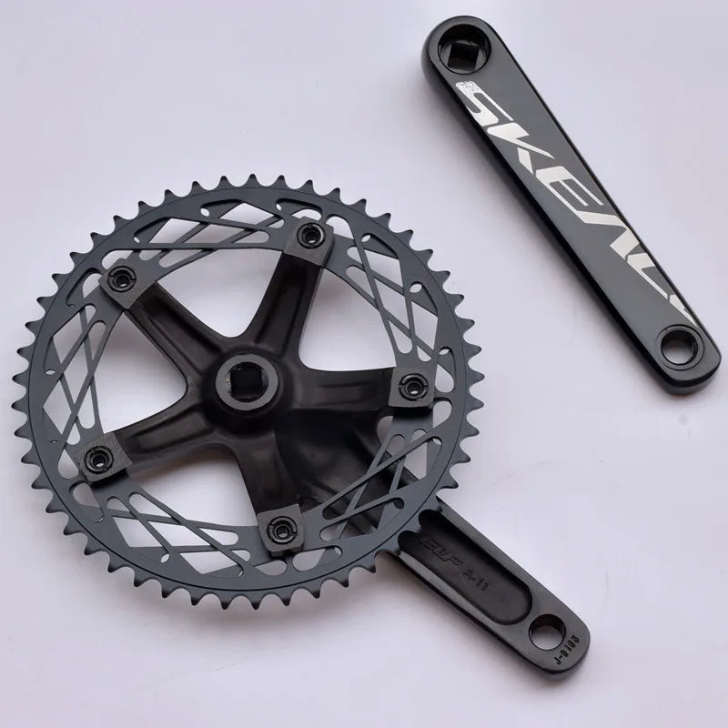 SKEACE Fixed Gear Bike Crankset Aluminium 49T Chainring Track Bicycle Parts Square Hole 165mm Crankarm BCD144 Bicycle Pieces