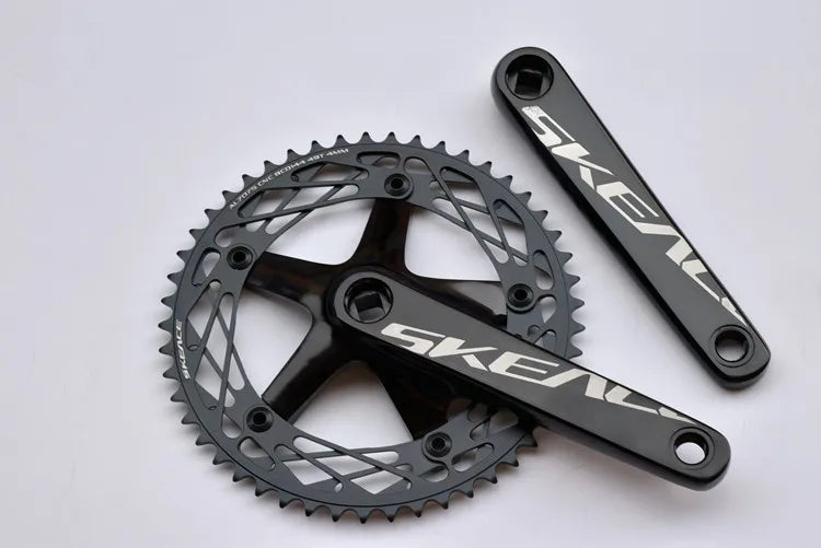 SKEACE Fixed Gear Bike Crankset Aluminium 49T Chainring Track Bicycle Parts Square Hole 165mm Crankarm BCD144 Bicycle Pieces