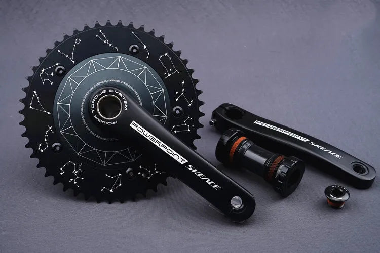 SKEACE Powerpoint Hollowtech Crankset, Fixie Crank, Single Speed Fixed Gear Bike, Track Bicycle Chainwheel, 49T, 165mm, 144BCD