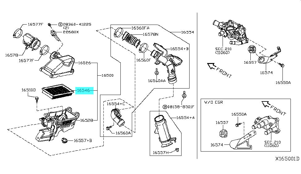 Nissan Air Filter 16546-1HK0A (Versa (2012-2019), Versa Note (2014-2019))