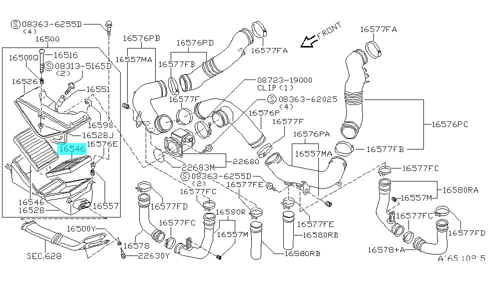 Nissan Air Filter 16546-30P00 (300ZX (1990-1996), Juke (2011-2017), Rogue (2008-2015), Sentra (2007-2019)