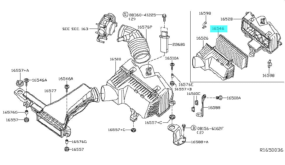 Nissan Air Filter 16546-JA00B (Altima (2007-2013))