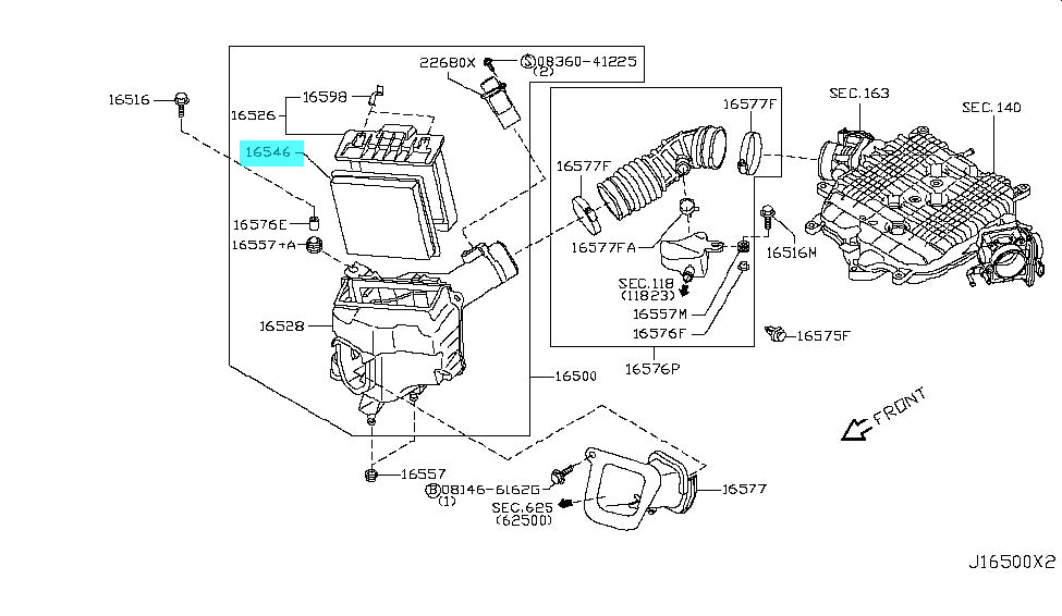 Nissan Air Filter 16546-JK20A (350Z (2006-2008), 370Z (2009-2020))