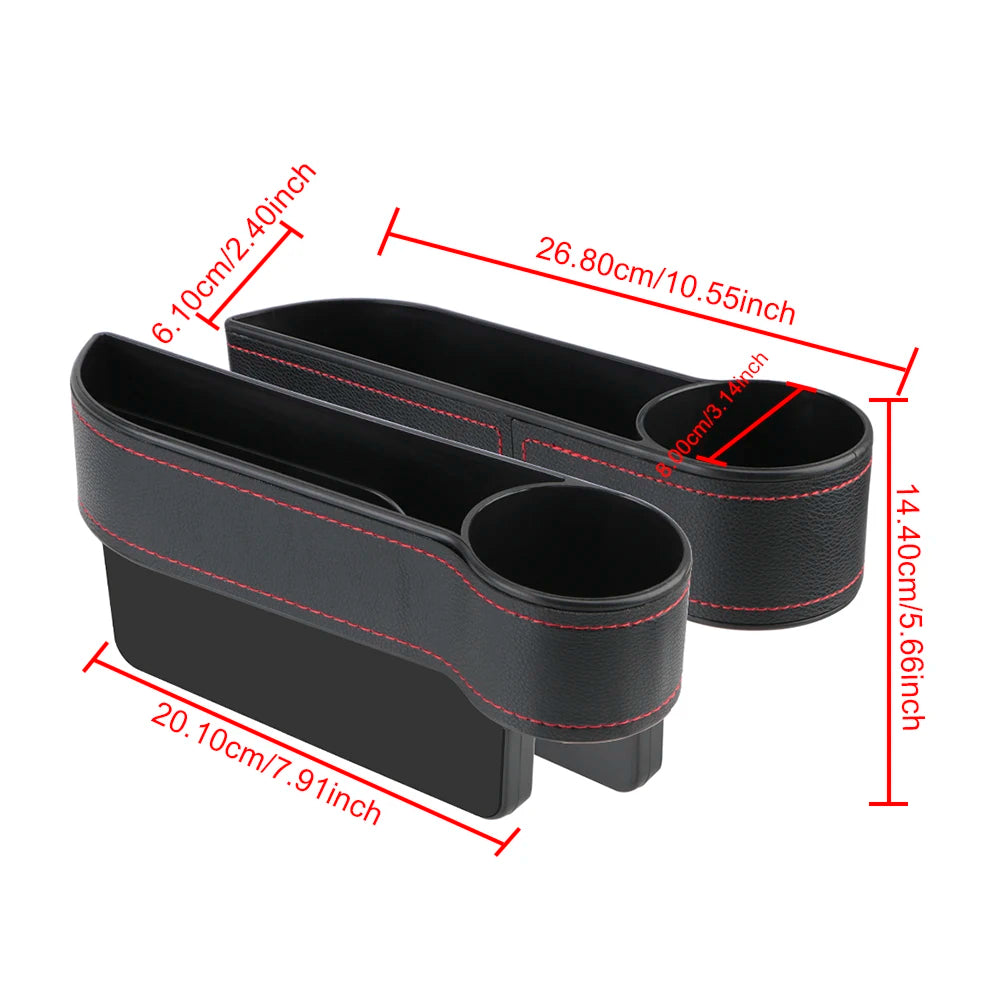 Car Organizer Auto Crevice Pocket USB Chargers Phone Bottle Cups Holder Seat Gap Slit Leather Storage Box Car Accessories