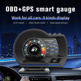 HUD A501 OBD2 Car Head Up Display Smart Car Water&Oil Temp Turbo RPM Gauge Digital Odometer Security Alarm Auto Meter Up Display