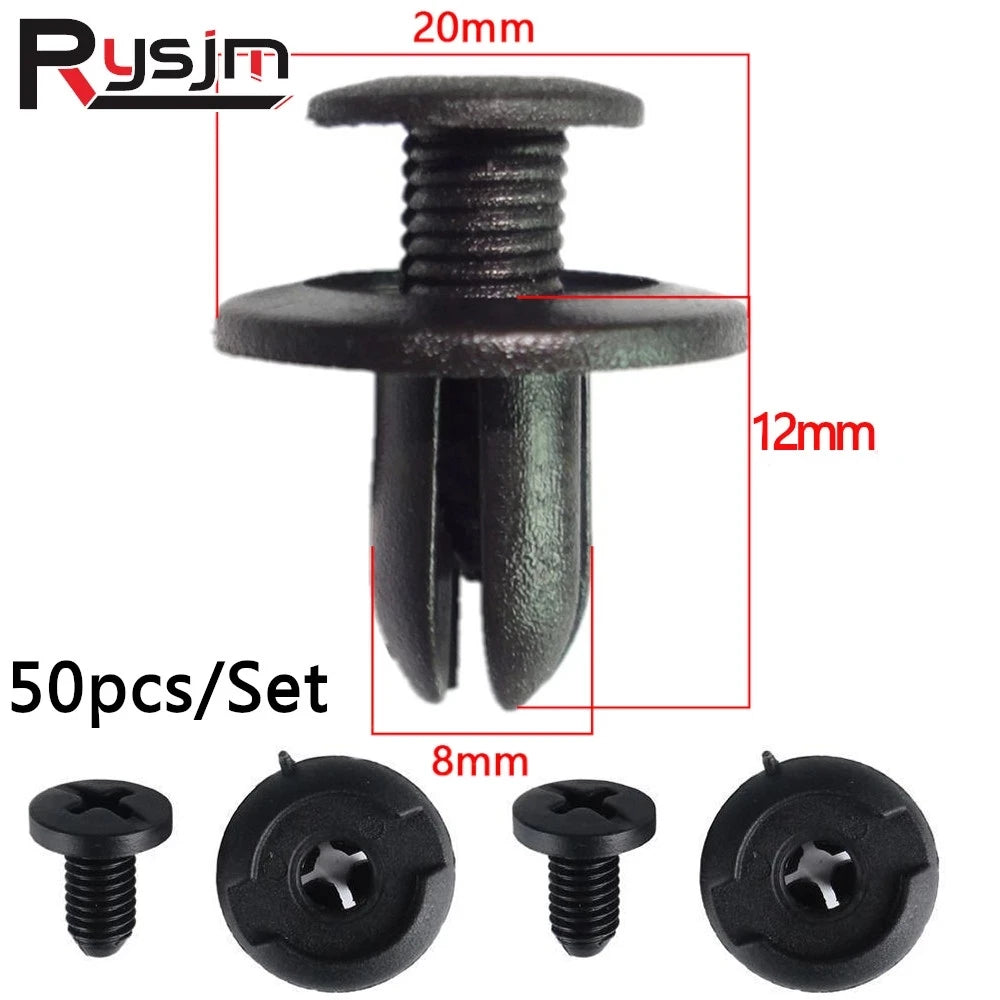 50Pcs/Set 8mm Rivet Retainer Plastic Car Fastener Clip Auto Bumper Fender Push type fixing Clips for Nissan Livina TIIDA Sylphy