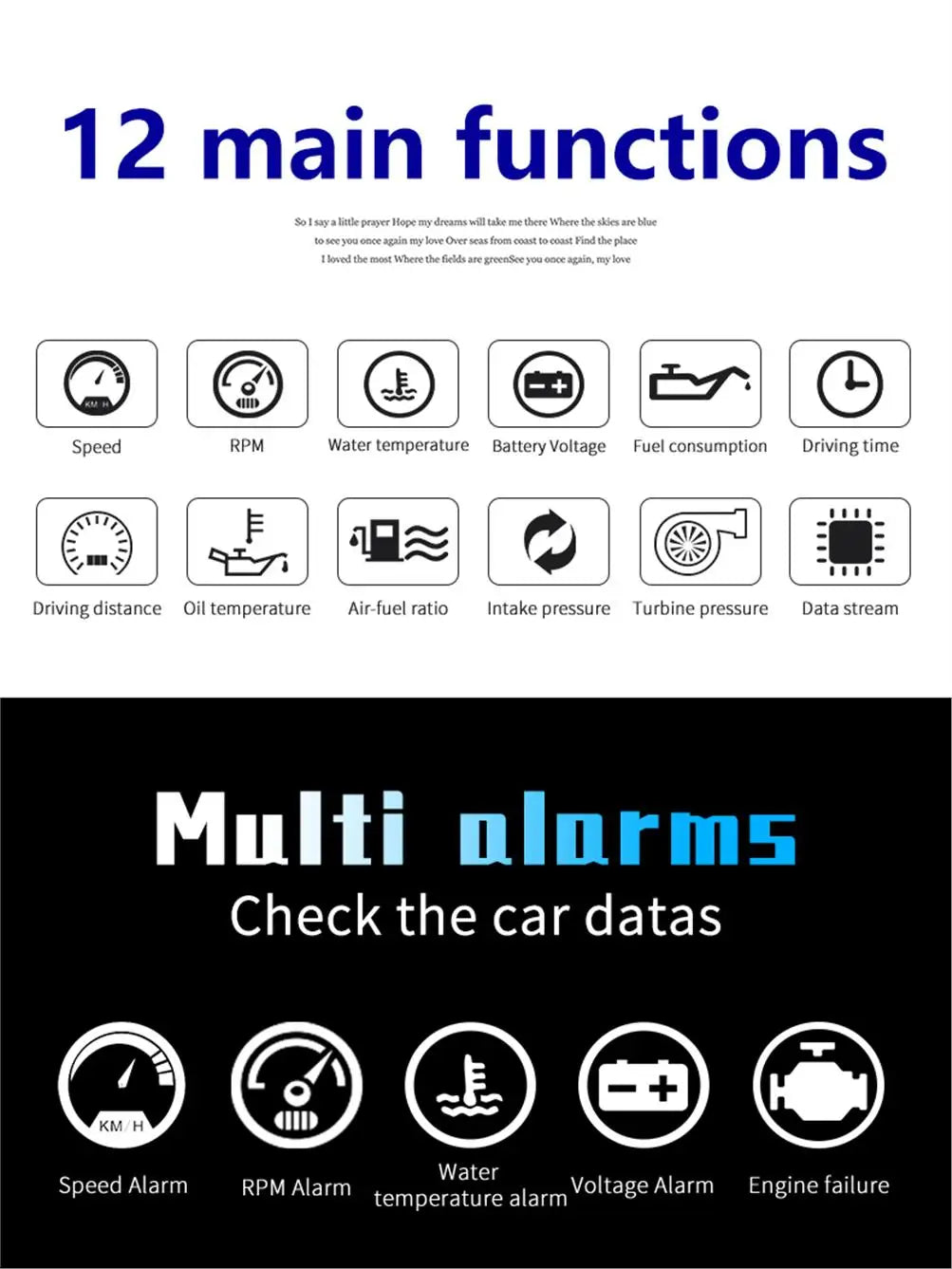 P10 PRO Car OBD2 Head Up Display Digital Speedometer On Board Computer Overspeed Alarm Engine Fault Code Electronic Accessories