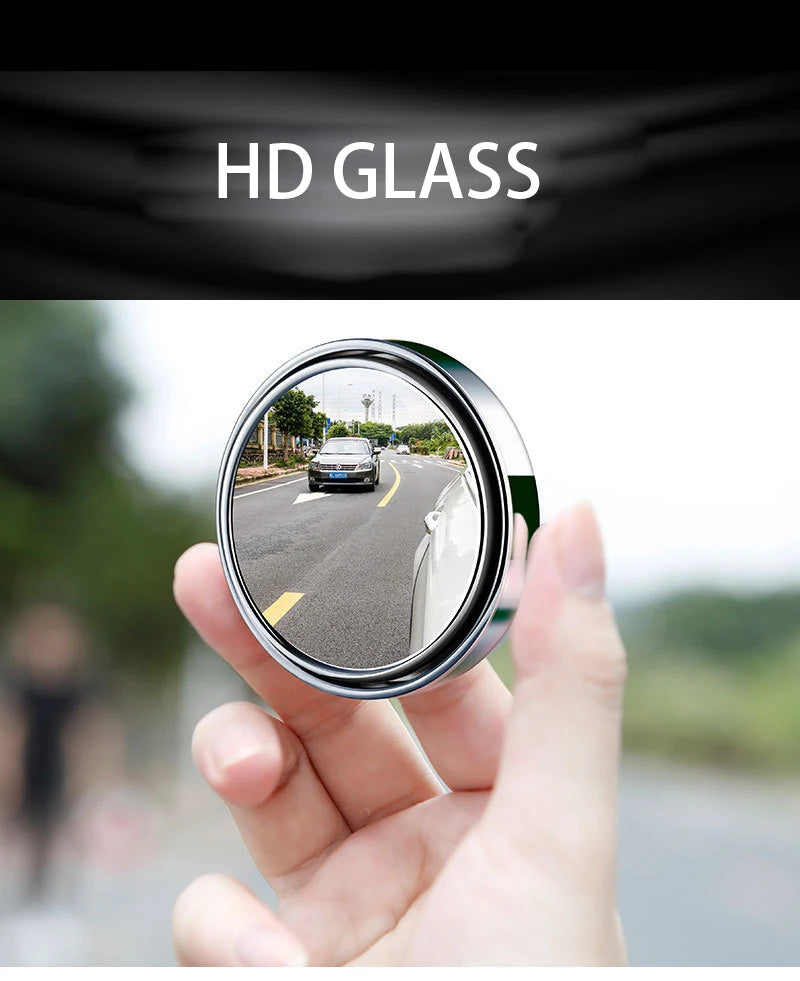 2Pcs Round Frame Convex Blind Spot Mirror Safety Driving Wide-angle 360 Degree Adjustable Clear Rearview Mirror Car Accessories