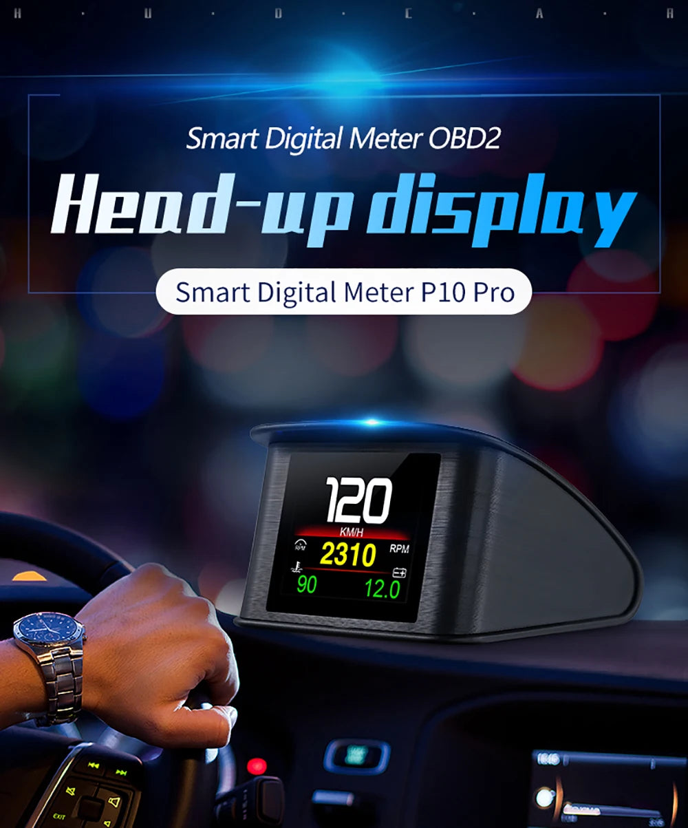 P10 PRO Car OBD2 Head Up Display Digital Speedometer On Board Computer Overspeed Alarm Engine Fault Code Electronic Accessories