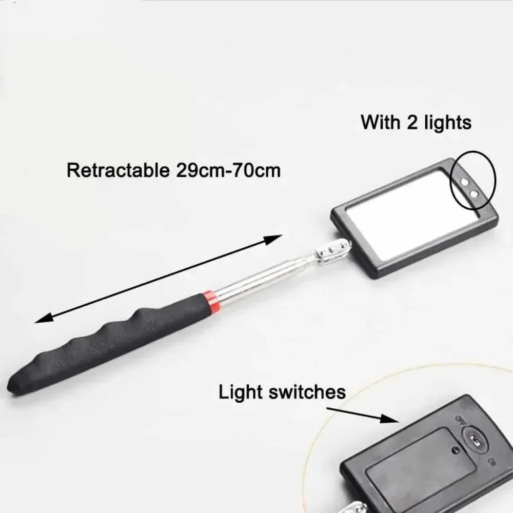 Inspection Mirror LED Light Telescoping Mirrors 360 Rotation Mechanic Tools Magnetic Mirror Telescopic Handle Repairing Tools