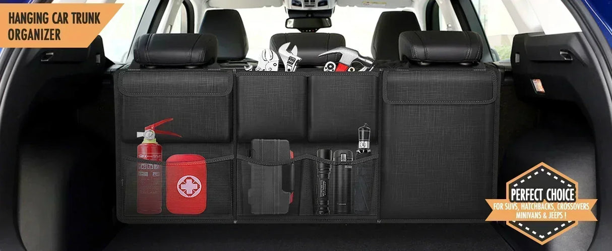 Universal Car Trunk Organizer Large Capacity Oxford Cloth Rear Seat Storage Cargo Rack Removable Seat Back Hanging Organizer