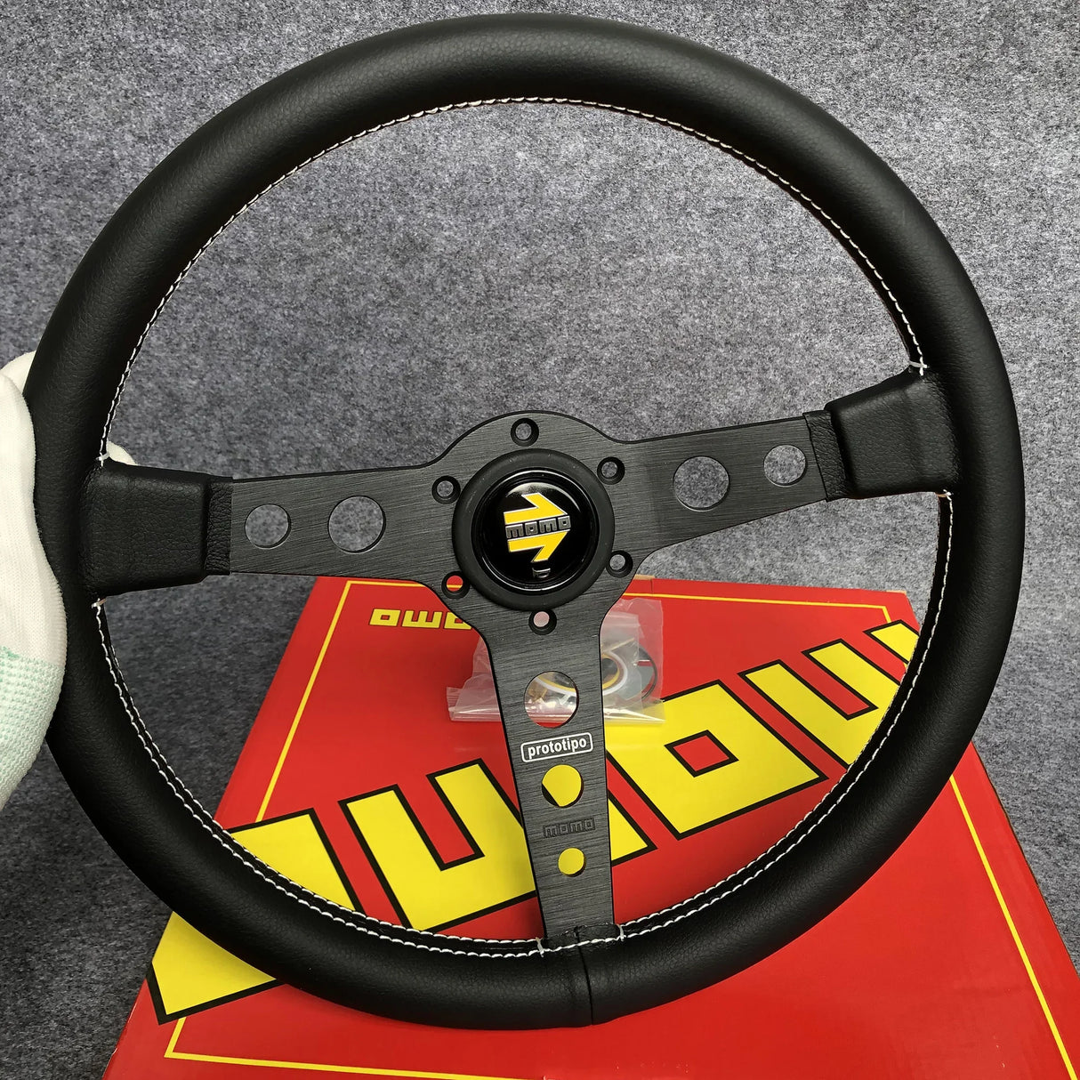 P1 350mm/14inch for MOMO Prototipo Leather Racing Car Sport Steering Wheel