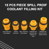 15Pcs/Set Car Oil Chang Tools Coolant Filling Fuel Fluid Pour Funnel Spout Spill Proof Kit Fit Vehicles Accessories Universal