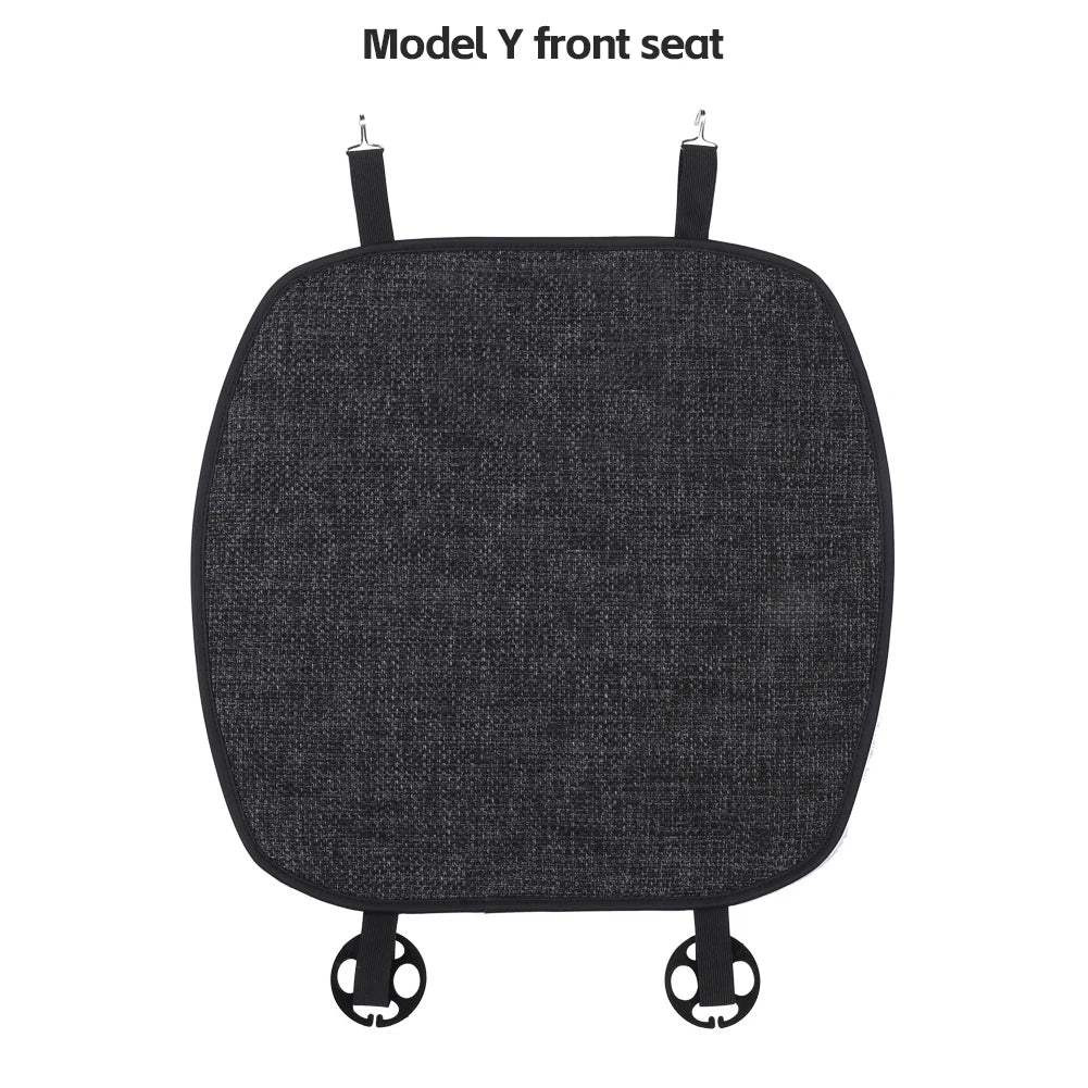 Car Flax Seat Pad Cover Comfortable Non-slip Breathable Front Rear Seatback Cushion For Tesla Model 3 Model Y