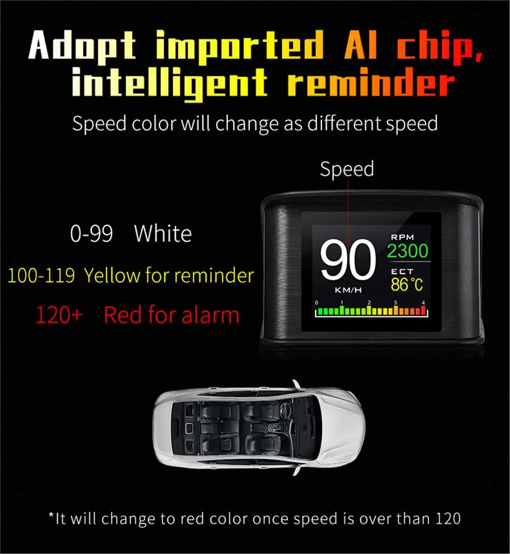 P10 PRO Car OBD2 Head Up Display Digital Speedometer On Board Computer Overspeed Alarm Engine Fault Code Electronic Accessories