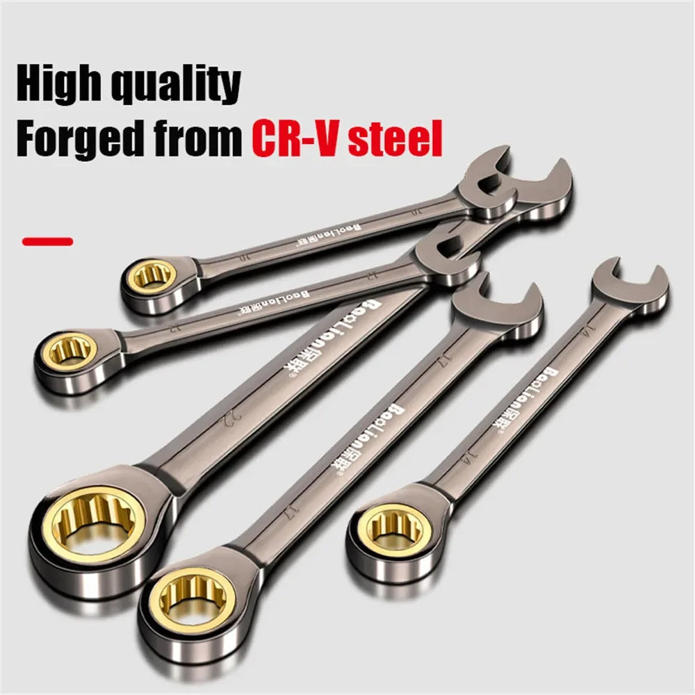 Industrial Grade Ratchet Wrench Quick and Labor-saving Extended Opening Small Board Double End Automotive Repair Tool Set