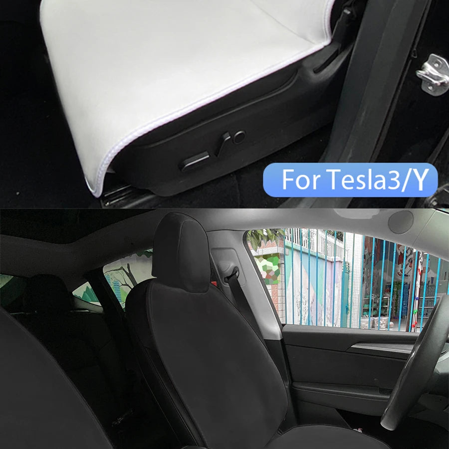 For Tesla Model 3 /Y High Quality Flannel Upholstered Seat Cover Snug Warm Cushion Car Modified Interior Decorate Accessories