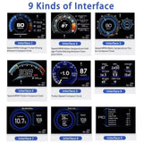 HUD A501 OBD2 Car Head Up Display Smart Car Water&Oil Temp Turbo RPM Gauge Digital Odometer Security Alarm Auto Meter Up Display