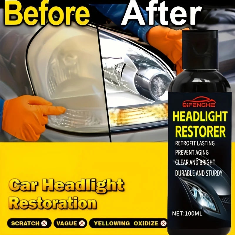 Headlight Restoration Kit - Plastic Applicator Included, Clear Headlight Repair Solution for Oxidation, Blurring & Yellow