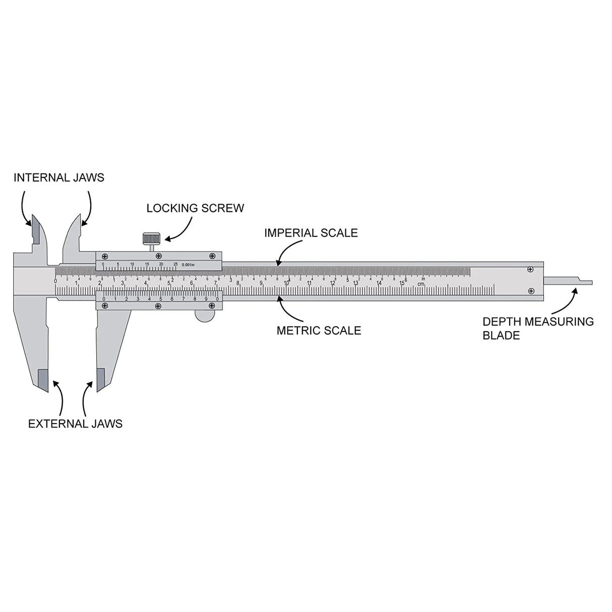 High Precision 0.02mm/0.001" Stainless Steel Vernier Caliper 0-6Inch/0-150mm Manual Caliper Durable Slide Caliper Measuring Tool